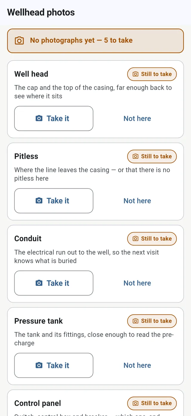 Wellhead photo set screen